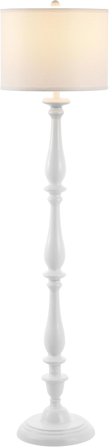 SAFAVIEH Lighting Collection Bessie Farmhouse Candlestick, Metal, White 62-inch Living Room Bedroom Home Office Standing Floor Lamp (LED Bulb Included)