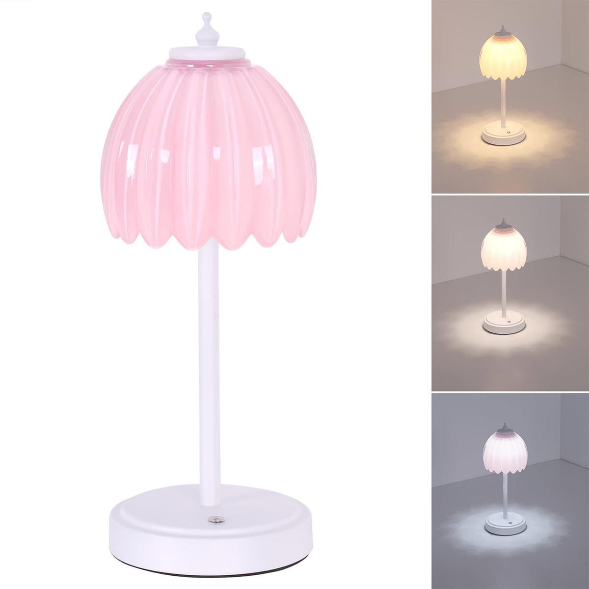 Shenmoyl Tulip Table Lamp with 5000mAh Battery & Touch Control, Cordless Table Lamp with 3 Colors, Dimmable Rechargeable Table Lamps for Bedroom, Nightstands, Living Room, Entryways (Amber Tulip)