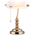 TORCHSTAR Amber Glass Bankers Desk Lamp with Pull Chain, E26 Base