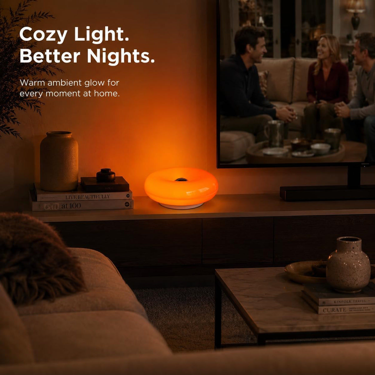Orange Donut Lamp, Cordless Rechargeable Table & Wall Light, Touch Dimmable
