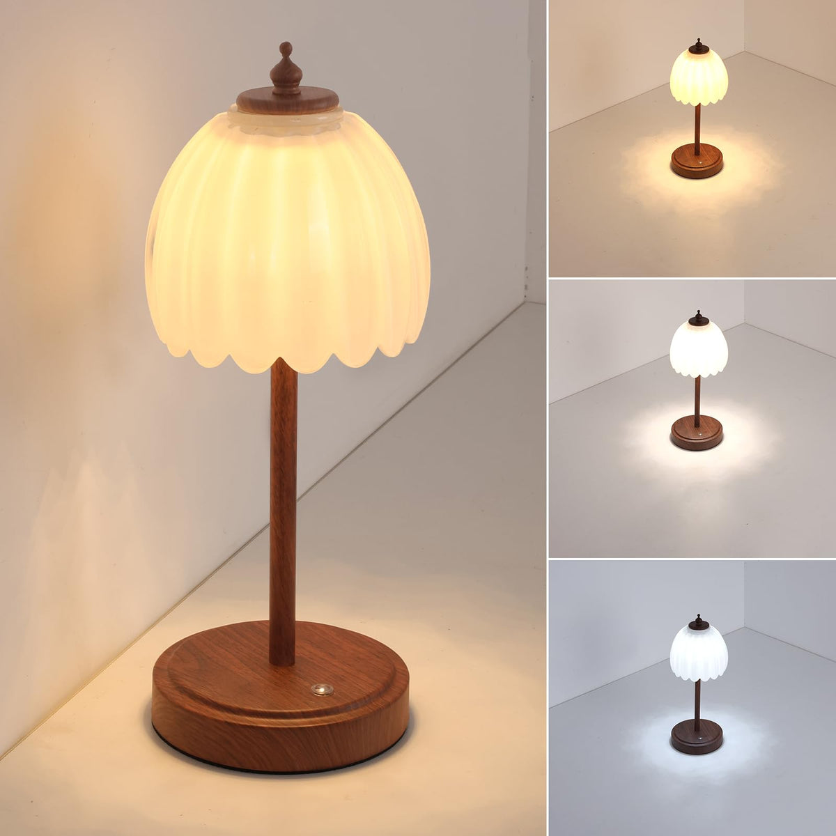 Shenmoyl Tulip Table Lamp with 5000mAh Battery & Touch Control, Cordless Table Lamp with 3 Colors, Dimmable Rechargeable Table Lamps for Bedroom, Nightstands, Living Room, Entryways (Amber Tulip)