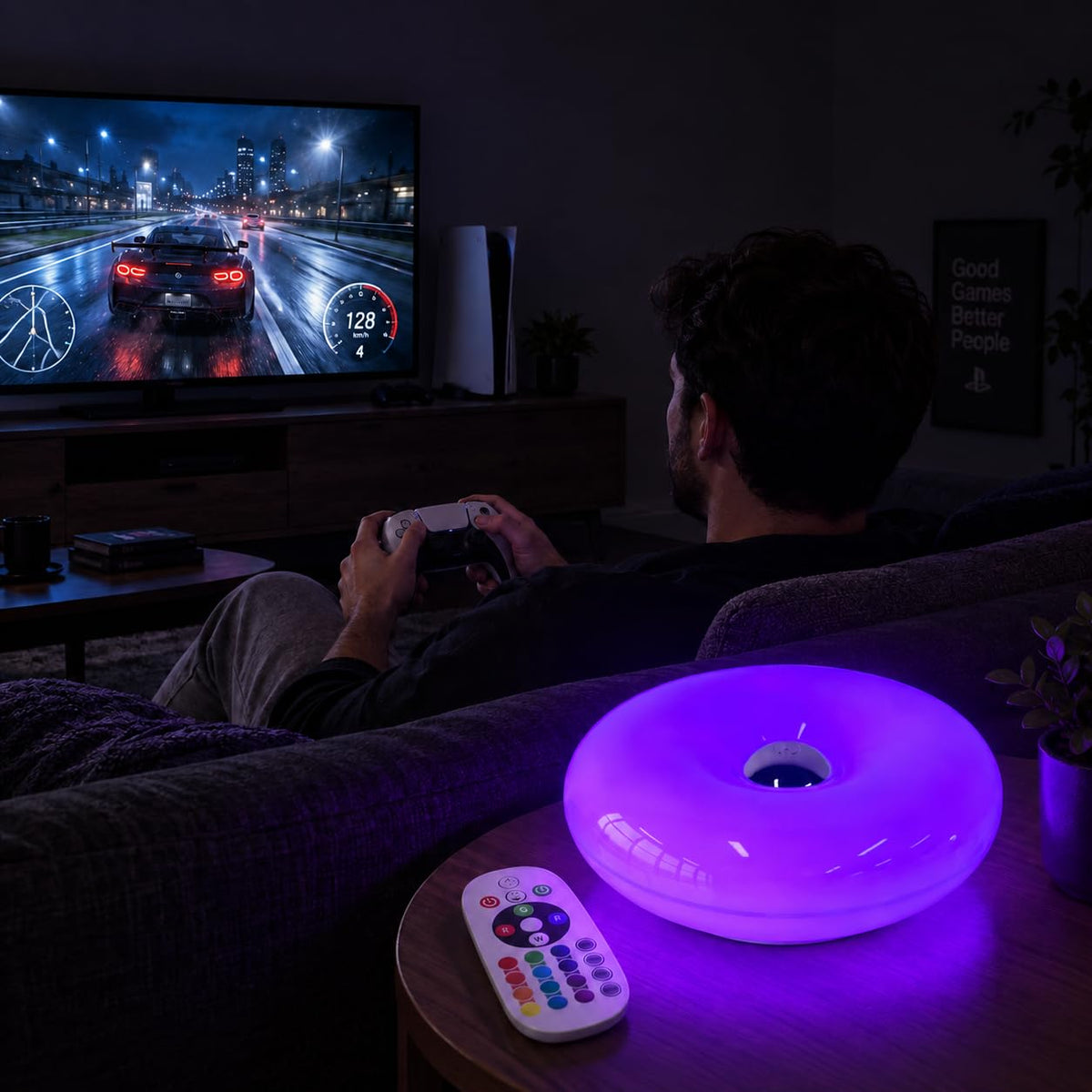 Orange Donut Lamp, Cordless Rechargeable Table & Wall Light, Touch Dimmable