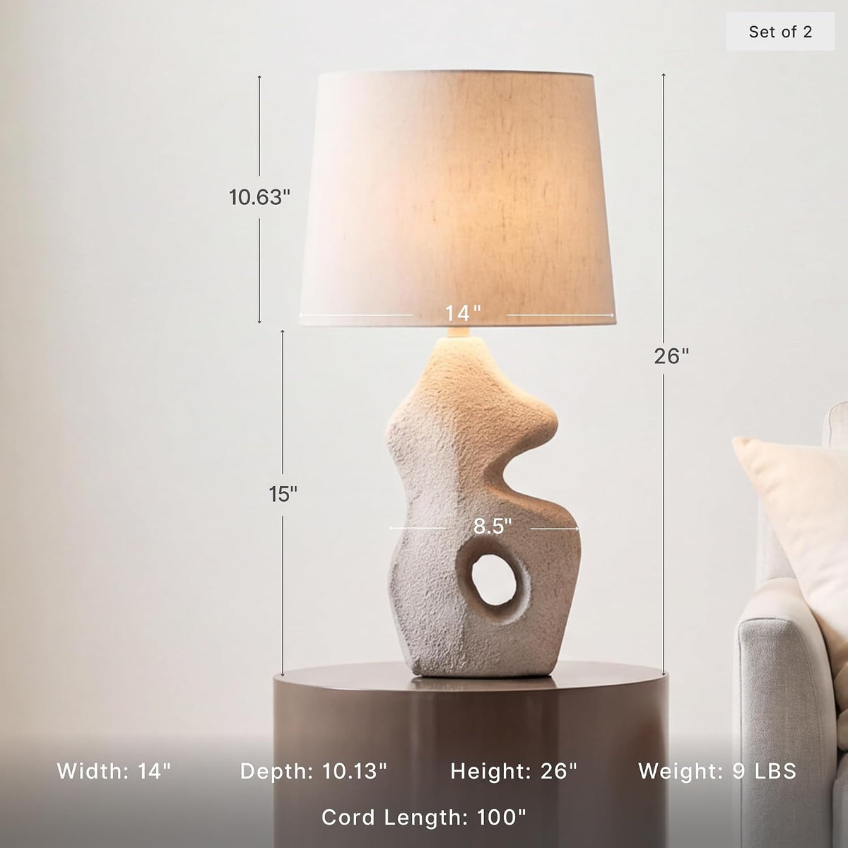 Signature Design by Ashley Chadrich Sculptural Table Lamps Set of 2, Beige