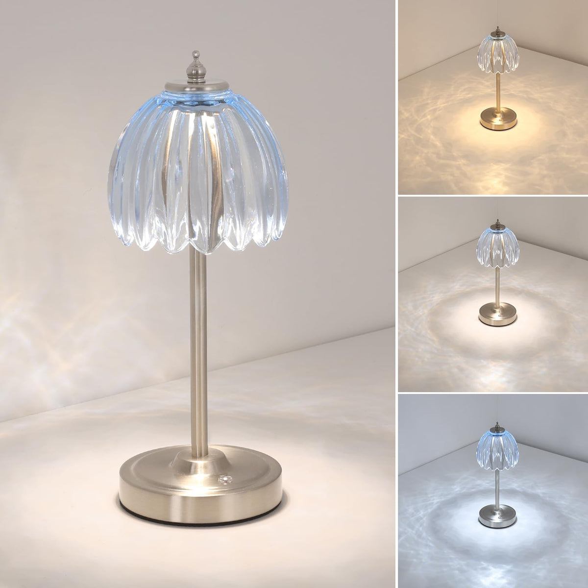 Shenmoyl Tulip Table Lamp with 5000mAh Battery & Touch Control, Cordless Table Lamp with 3 Colors, Dimmable Rechargeable Table Lamps for Bedroom, Nightstands, Living Room, Entryways (Amber Tulip)
