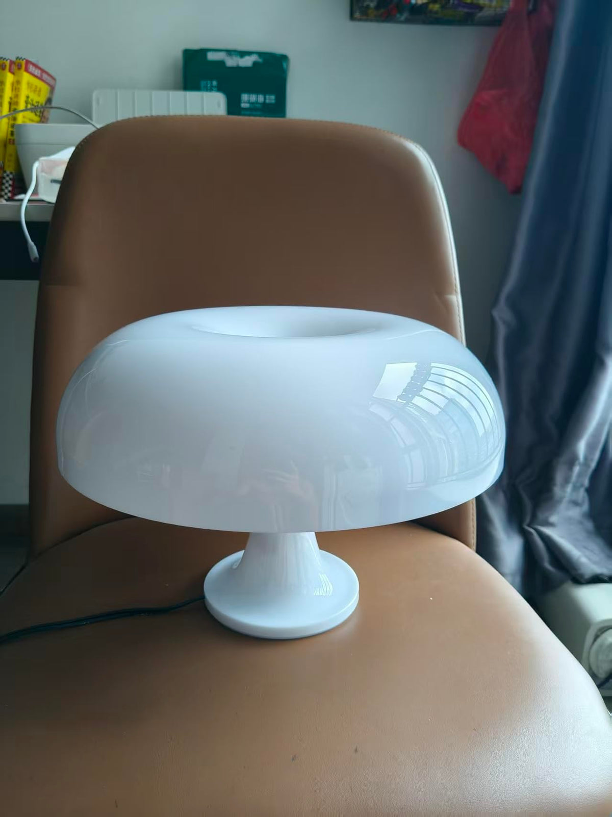 Orange Mushroom Lamp, Mid Century Modern Table Lamp for Bedroom, Minimalist Mushroom Decor Bedside Small Lamps, 2700K(Bulb Included, Plug Powered)
