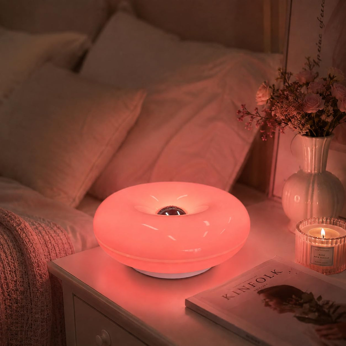 Orange Donut Lamp, Cordless Rechargeable Table & Wall Light, Touch Dimmable