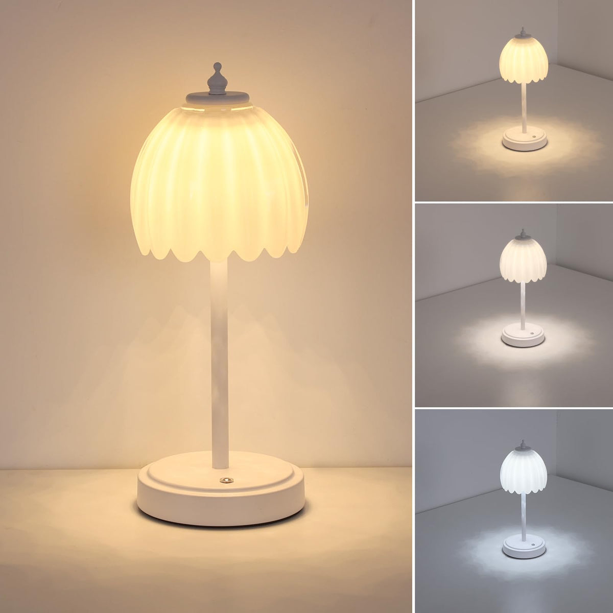 Shenmoyl Tulip Table Lamp with 5000mAh Battery & Touch Control, Cordless Table Lamp with 3 Colors, Dimmable Rechargeable Table Lamps for Bedroom, Nightstands, Living Room, Entryways (Amber Tulip)