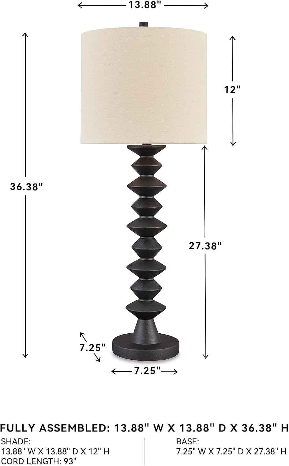 Signature Design by Ashley 1-Piece Buffet Table Lamp, Black