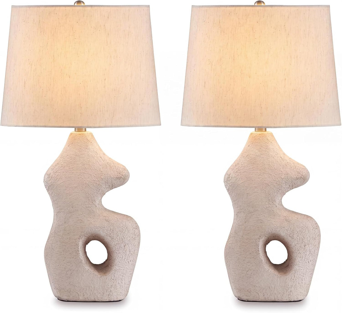 Signature Design by Ashley Chadrich Sculptural Table Lamps Set of 2, Beige