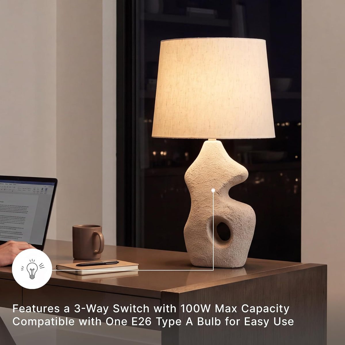 Signature Design by Ashley Chadrich Sculptural Table Lamps Set of 2, Beige
