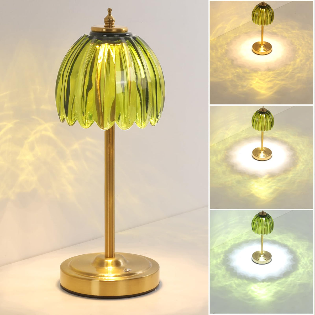 Shenmoyl Tulip Table Lamp with 5000mAh Battery & Touch Control, Cordless Table Lamp with 3 Colors, Dimmable Rechargeable Table Lamps for Bedroom, Nightstands, Living Room, Entryways (Amber Tulip)