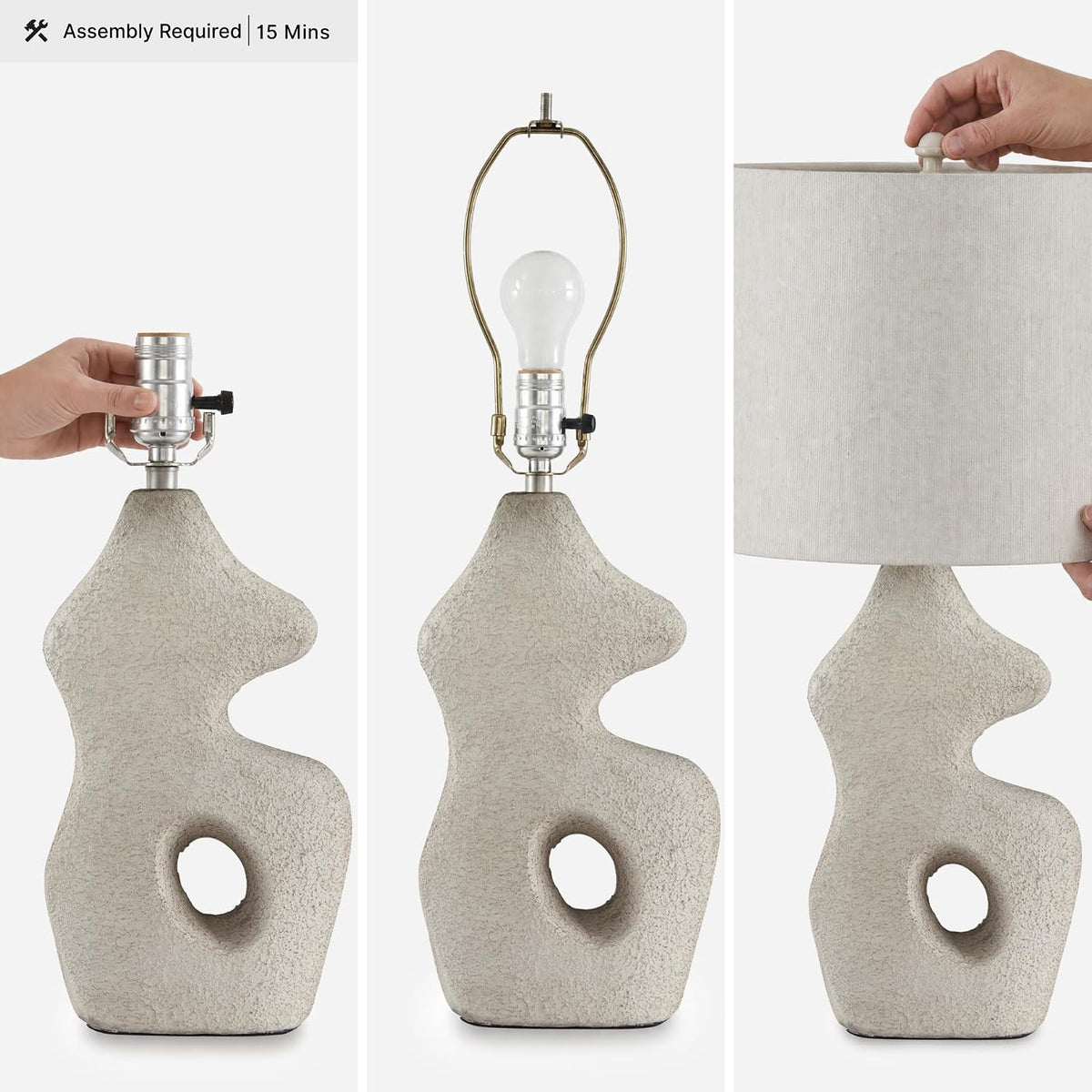 Signature Design by Ashley Chadrich Sculptural Table Lamps Set of 2, Beige